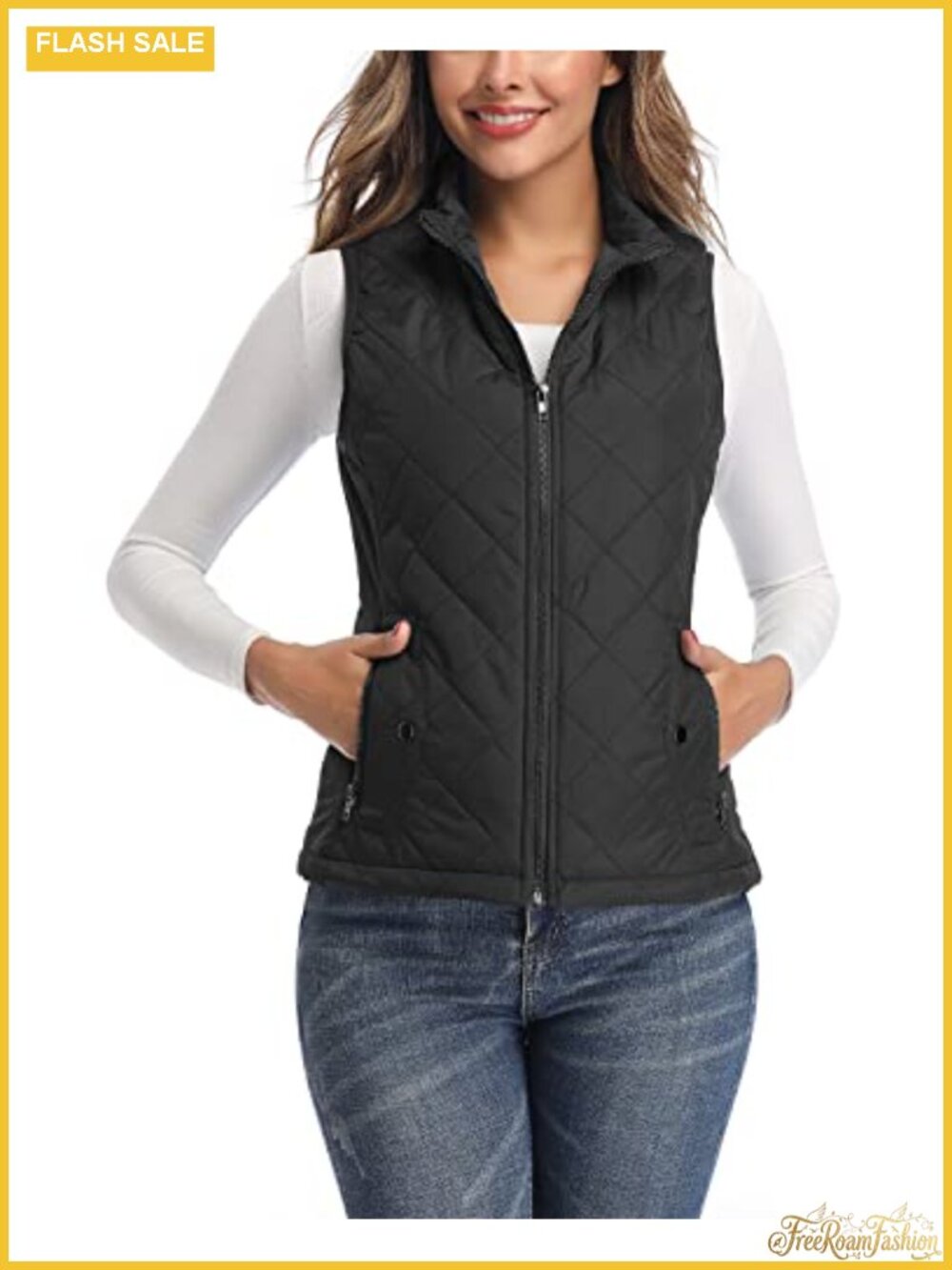 Quilted Packable Puffer Vest Lightweight Zip Sleeveless Layering